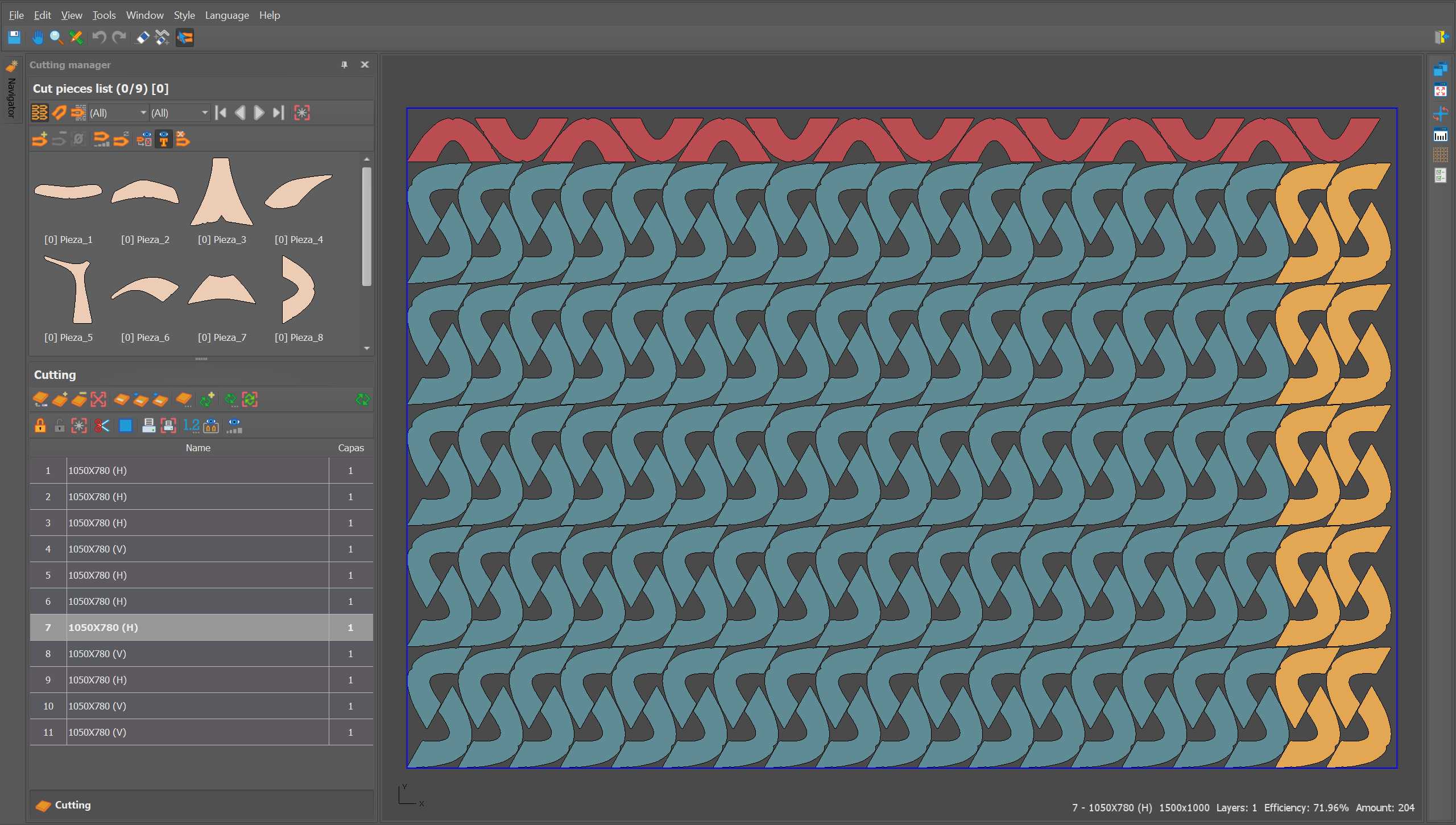 Efficient material consumption